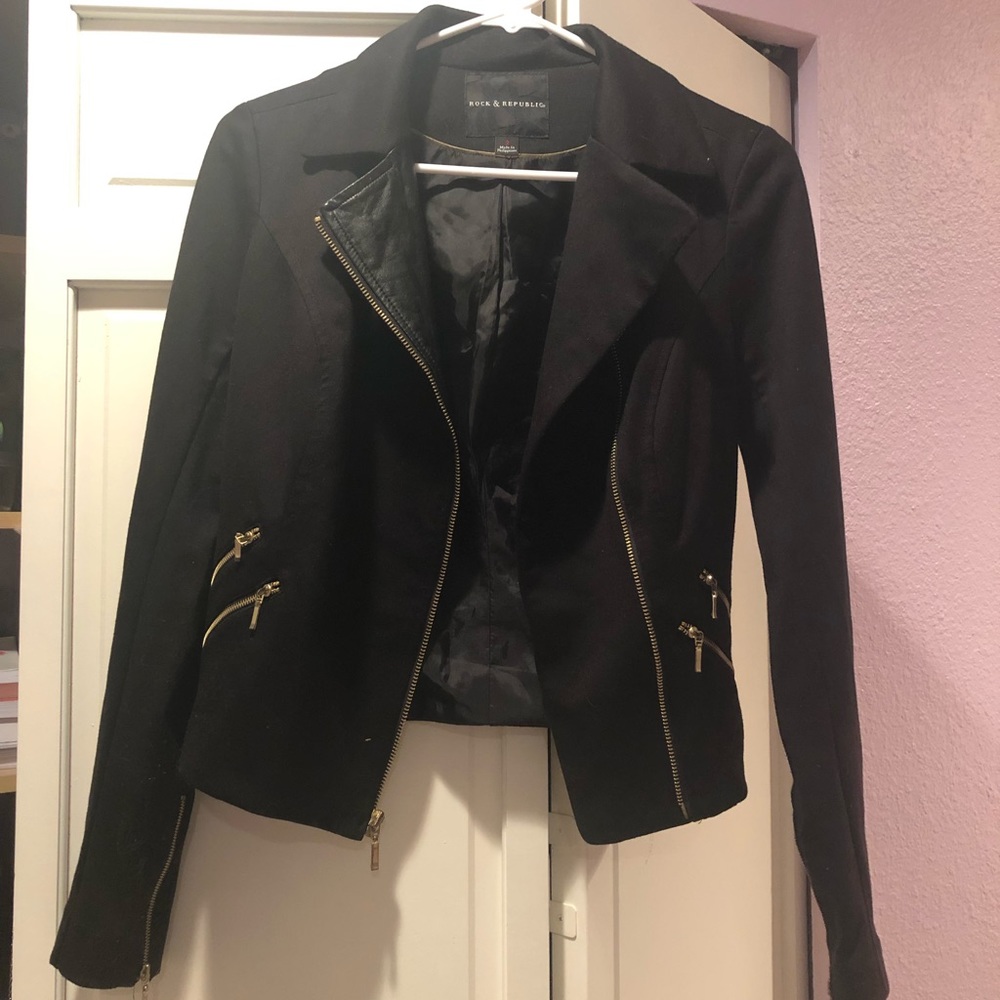 rock & republic black zipper jacket
